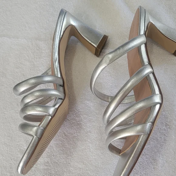 Cole Haan Silver Heeled Sandals with Strappy Design. Size 7 - Picture 2 of 11